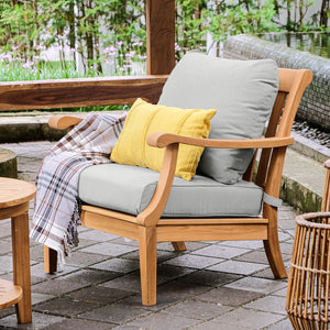 Robin Teak Wood 2 Piece Outdoor Lounge Chair with Oyster Cushion