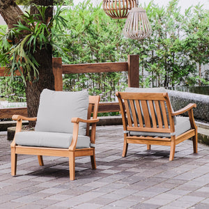 Robin Teak Wood 4 Piece Patio Conversation Set with Oyster Cushion