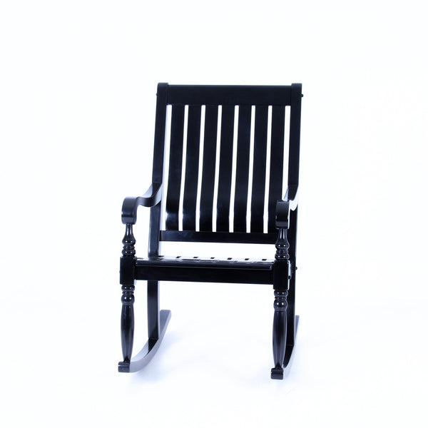 Bonn Mahogany Wood Black Oversized Porch Rocking Chair