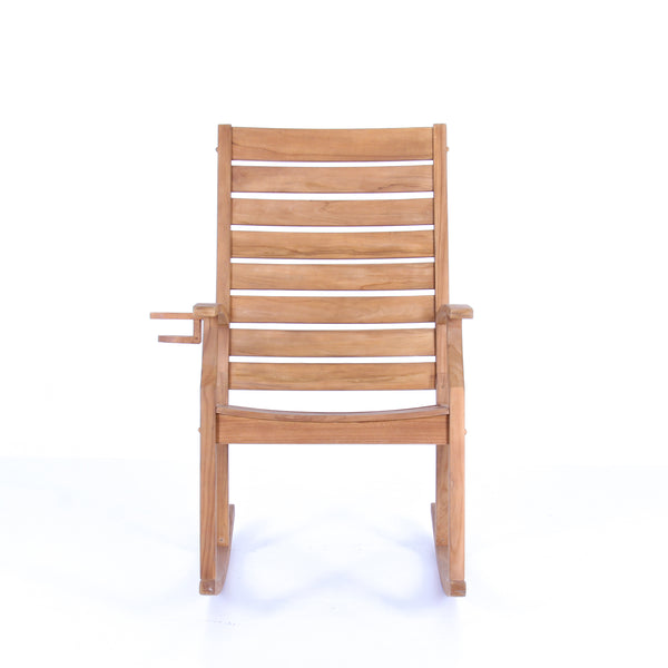 Logan Teak Wood Porch Rocking Chair with Cup Holder