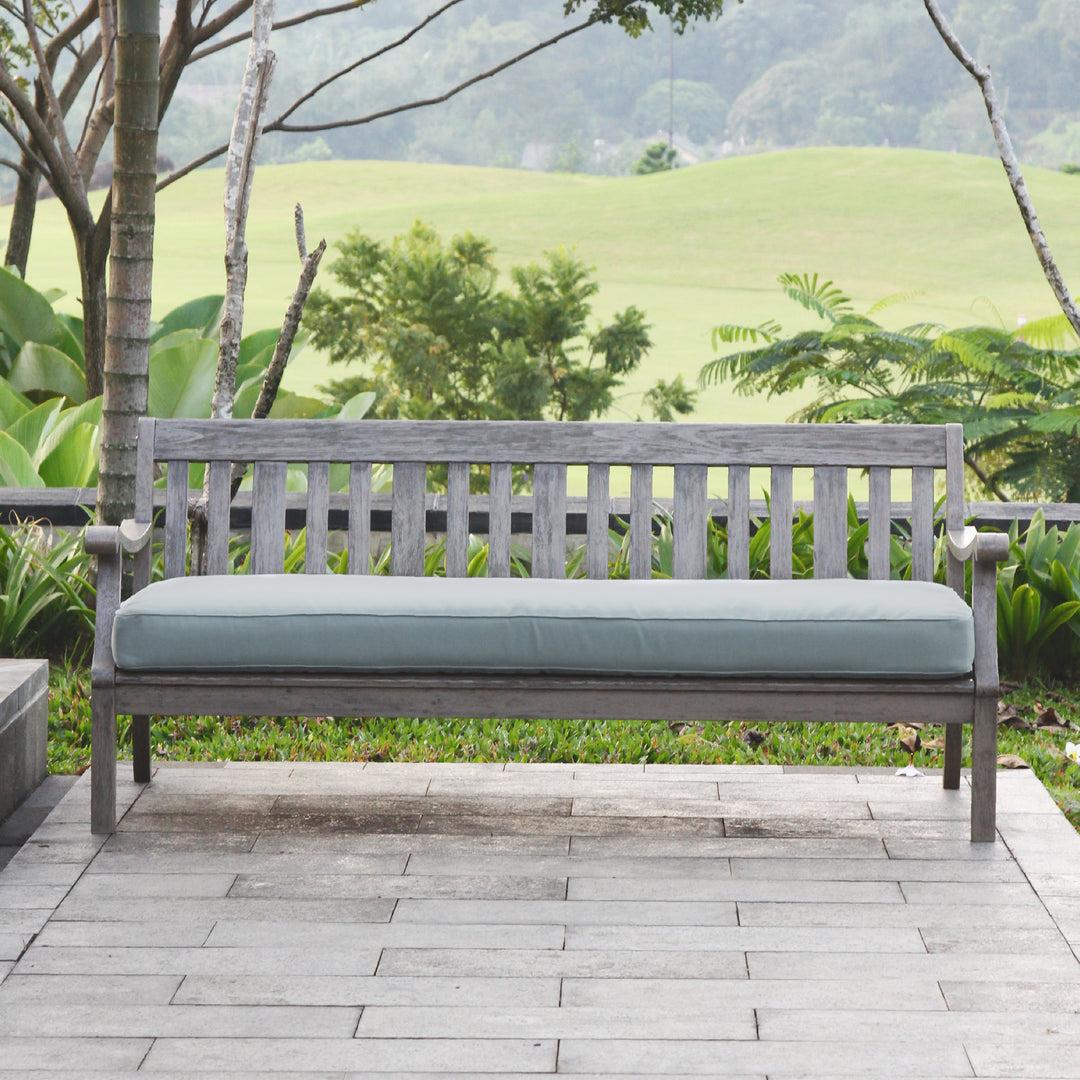 [DETAILS] Maine Weathered Gray Wood Patio Sofa Daybed with Blue Spruce Cushion - Cambridge Casual