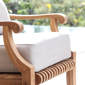Mosko Teak Wood Outdoor Lounge Chair with Beige Cushion - Cambridge Casual
