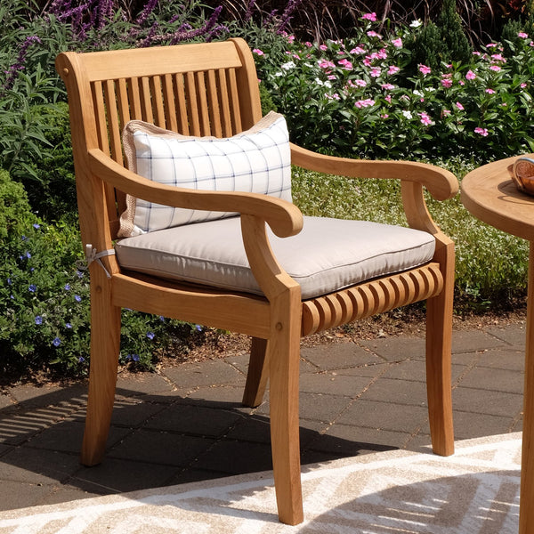 [DETAILS] Mosko Teak Wood Outdoor Dining Chair with Beige Cushion - Cambridge Casual