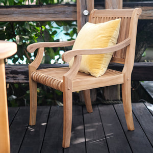 Mosko Teak Wood Outdoor Dining Chair with Beige Cushion - Cambridge Casual