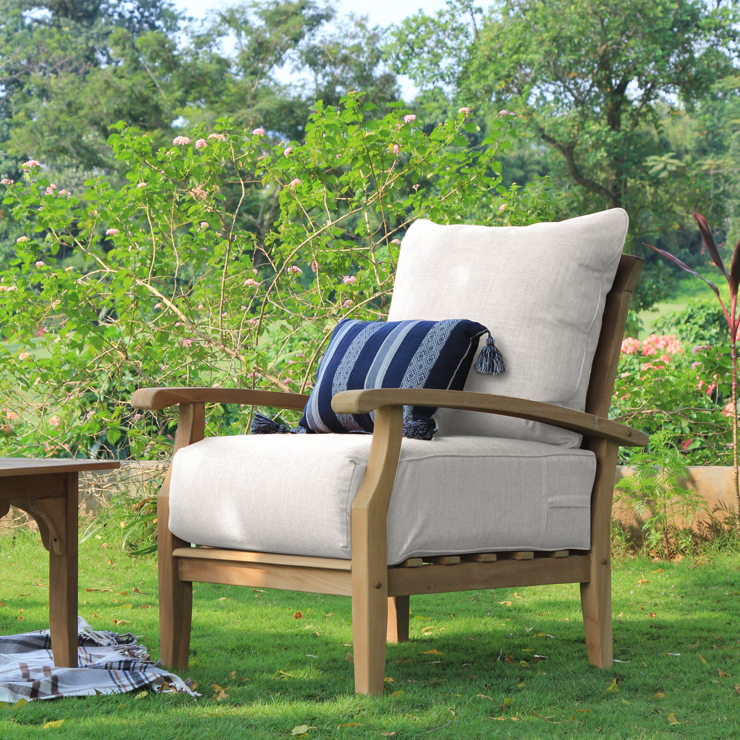 [DETAILS] Caterina Teak Wood Outdoor Lounge Chair with Beige Cushion - Cambridge Casual