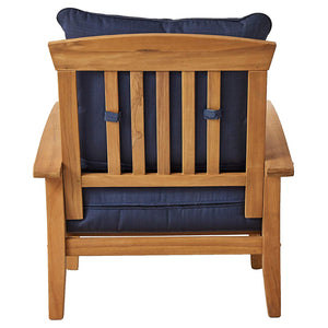 Caterina Teak Wood Outdoor Lounge Chair with Navy Cushion - Cambridge Casual
