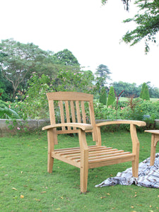 Caterina Teak Wood Outdoor Lounge Chair with Navy Cushion - Cambridge Casual