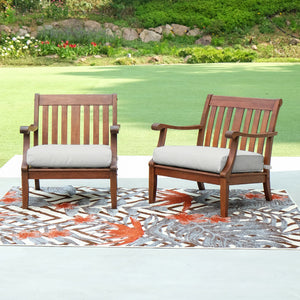 Maine Mahogany Wood 2 Pieces Outdoor Lounge Chair with Oyster Cushion - Cambridge Casual