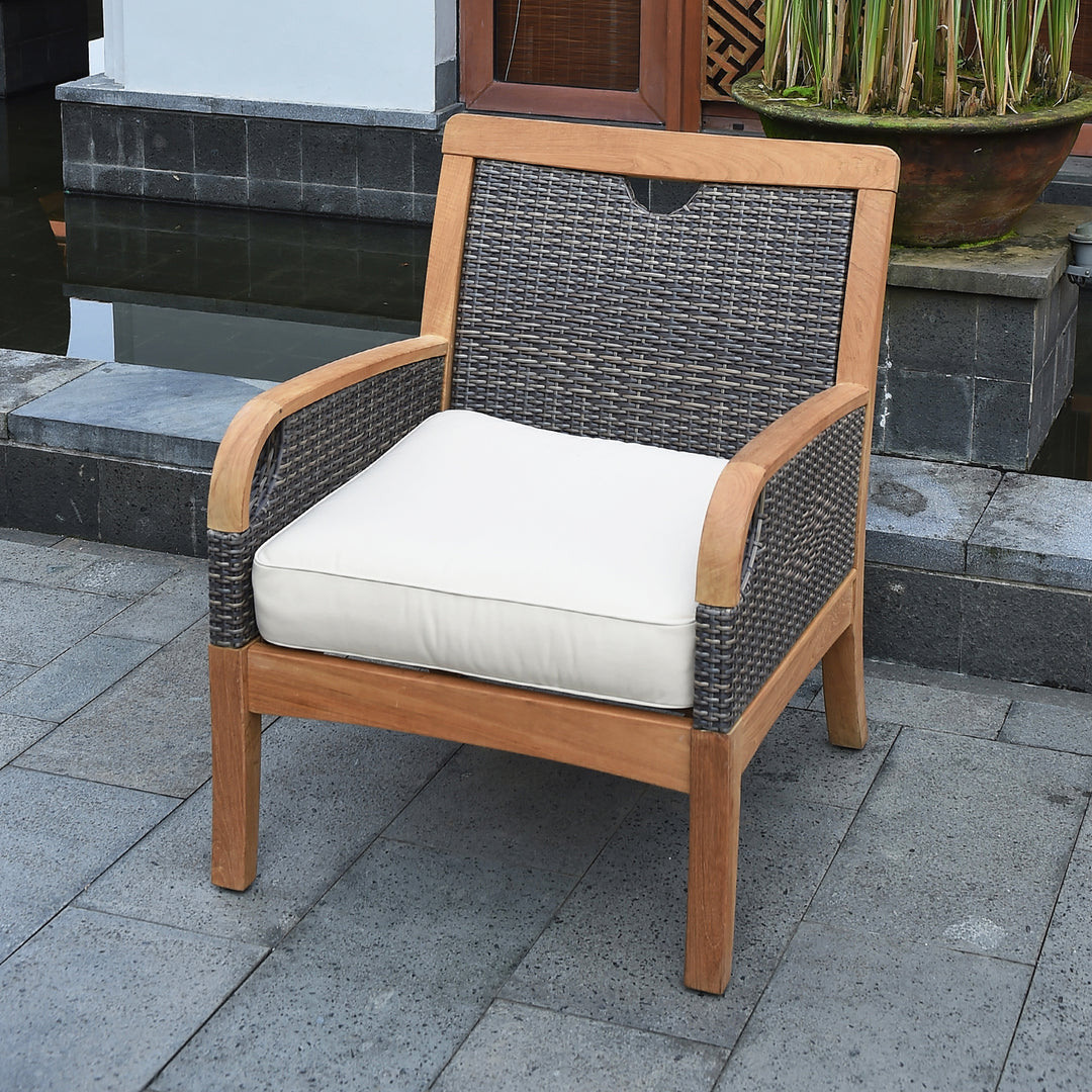 Palma Teak Wood Outdoor Lounge Chair with Taupe Cushion - Cambridge Casual [DETAILS]