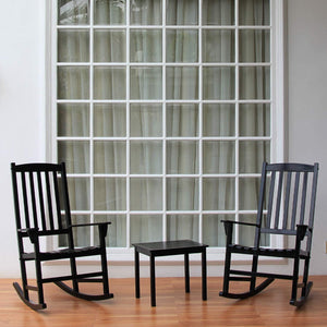 Moni Mahogany Wood Black Porch Rocking Chair (Set of 2) - Cambridge Casual