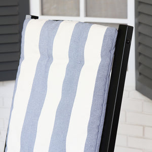 Moni Mahogany Wood Black Porch Rocking Chair with Blue Stripe Cushion - Cambridge Casual