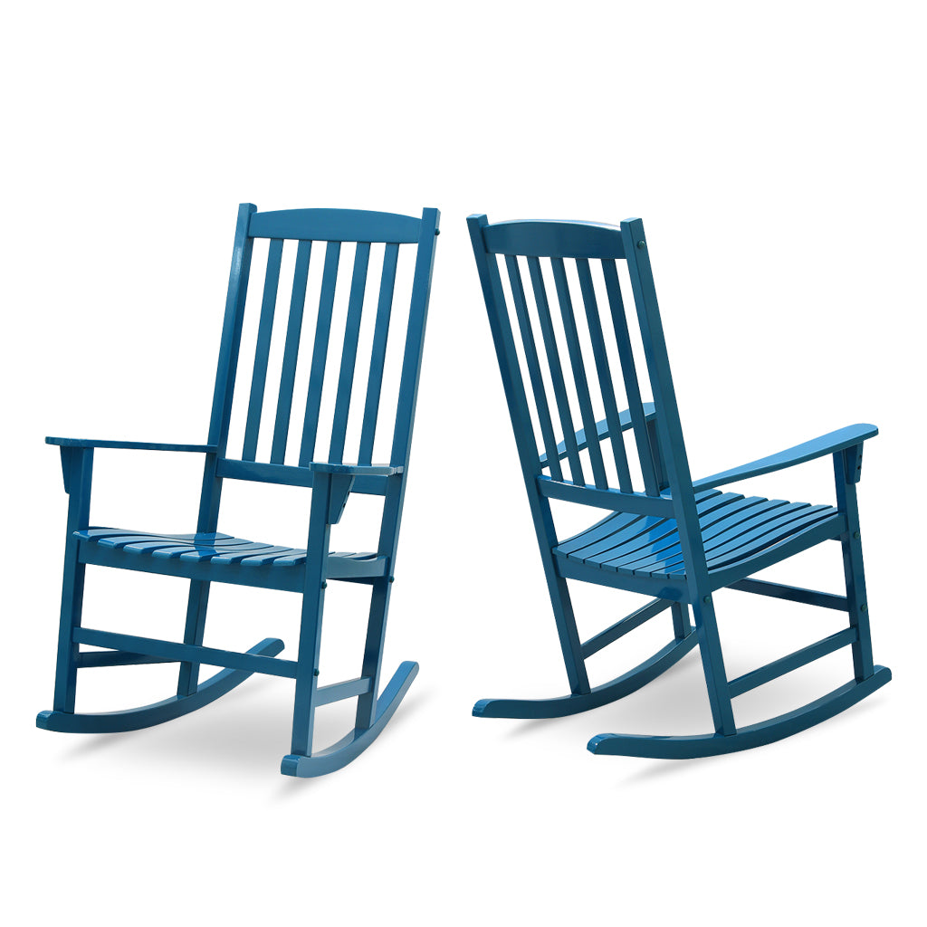 [DETAILS] Moni Mahogany Wood Celestial Blue Porch Rocking Chair (Set of 2) - Cambridge Casual