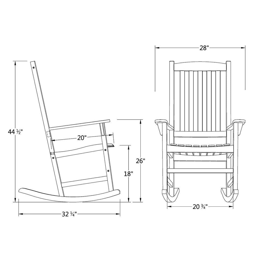 [DIMENSIONS] Moni Mahogany Wood Celestial Blue Porch Rocking Chair (Set of 2) - Cambridge Casual