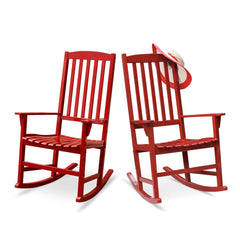 Alston 2 Piece Mahogany Wood Red Porch Rocking Chair