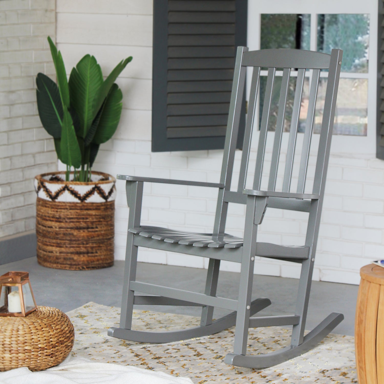 Moni Mahogany Wood Slate Gray Porch Rocking Chair (Set of 2) - Cambridge Casual
