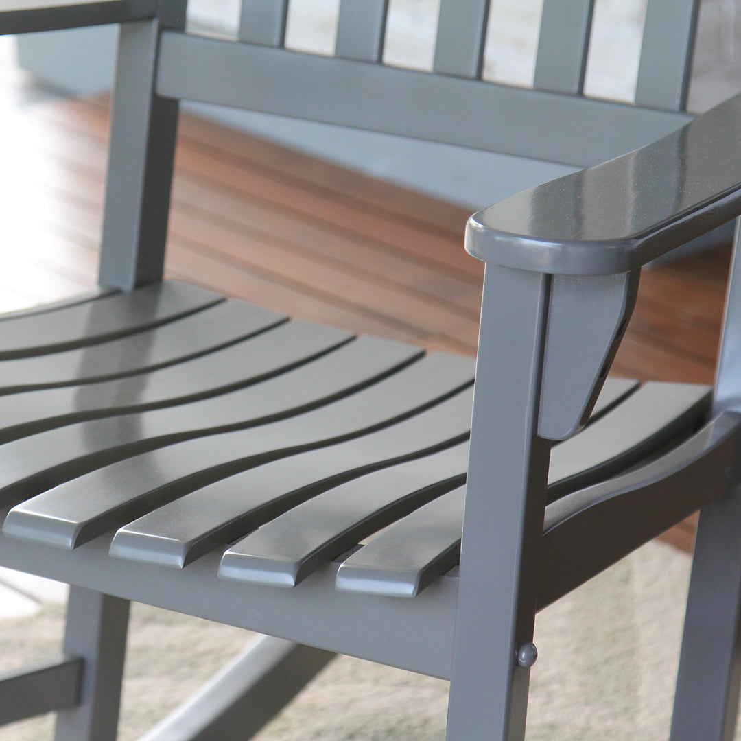 [DETAILS] Moni Mahogany Wood Slate Gray Porch Rocking Chair (Set of 2) - Cambridge Casual