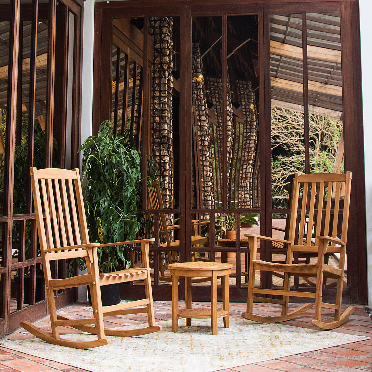 Plano Teak Wood Porch Rocking Chair Set of 2 | Cambridge Casual