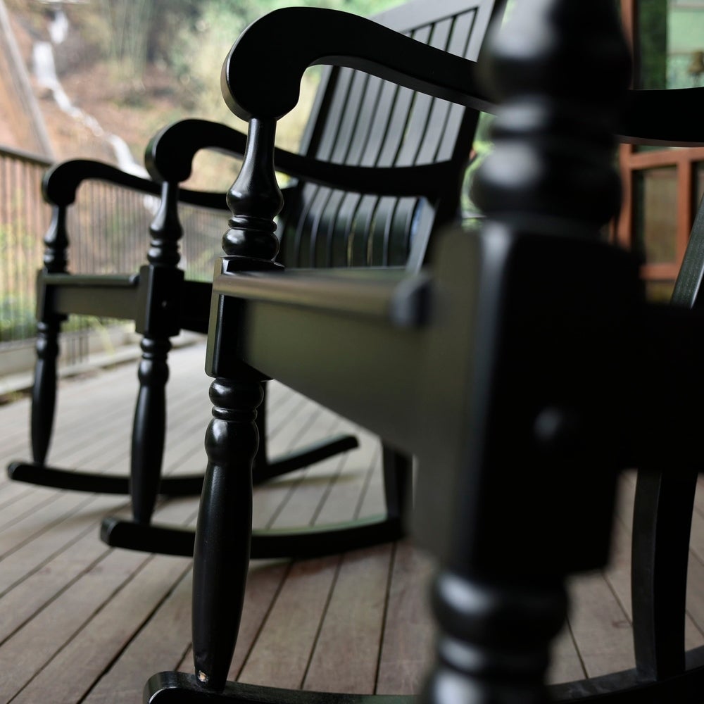 [DETAILS] Bonn Mahogany Wood Black Oversized Porch Rocking Chair - Cambridge Casual