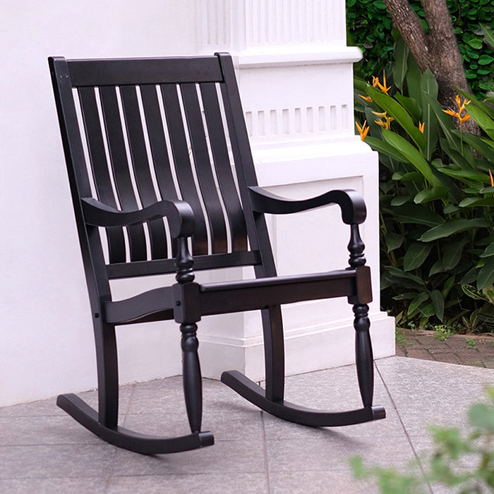 Bonn Mahogany Wood Black Oversized Porch Rocking Chair - Cambridge Casual