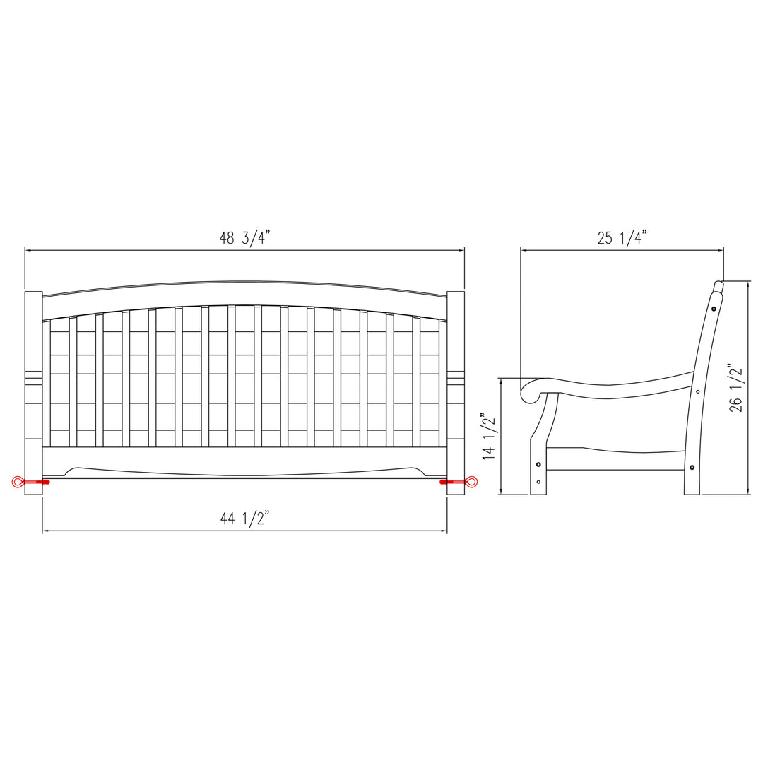 [DIMENSIONS] Bonn Mahogany Wood White Porch Swing - Cambridge Casual