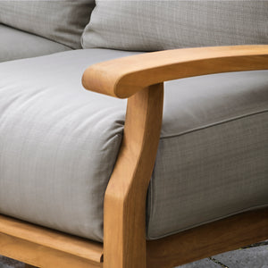 Caterina Teak Wood Patio Sofa with Beige Cushion - Cambridge Casual