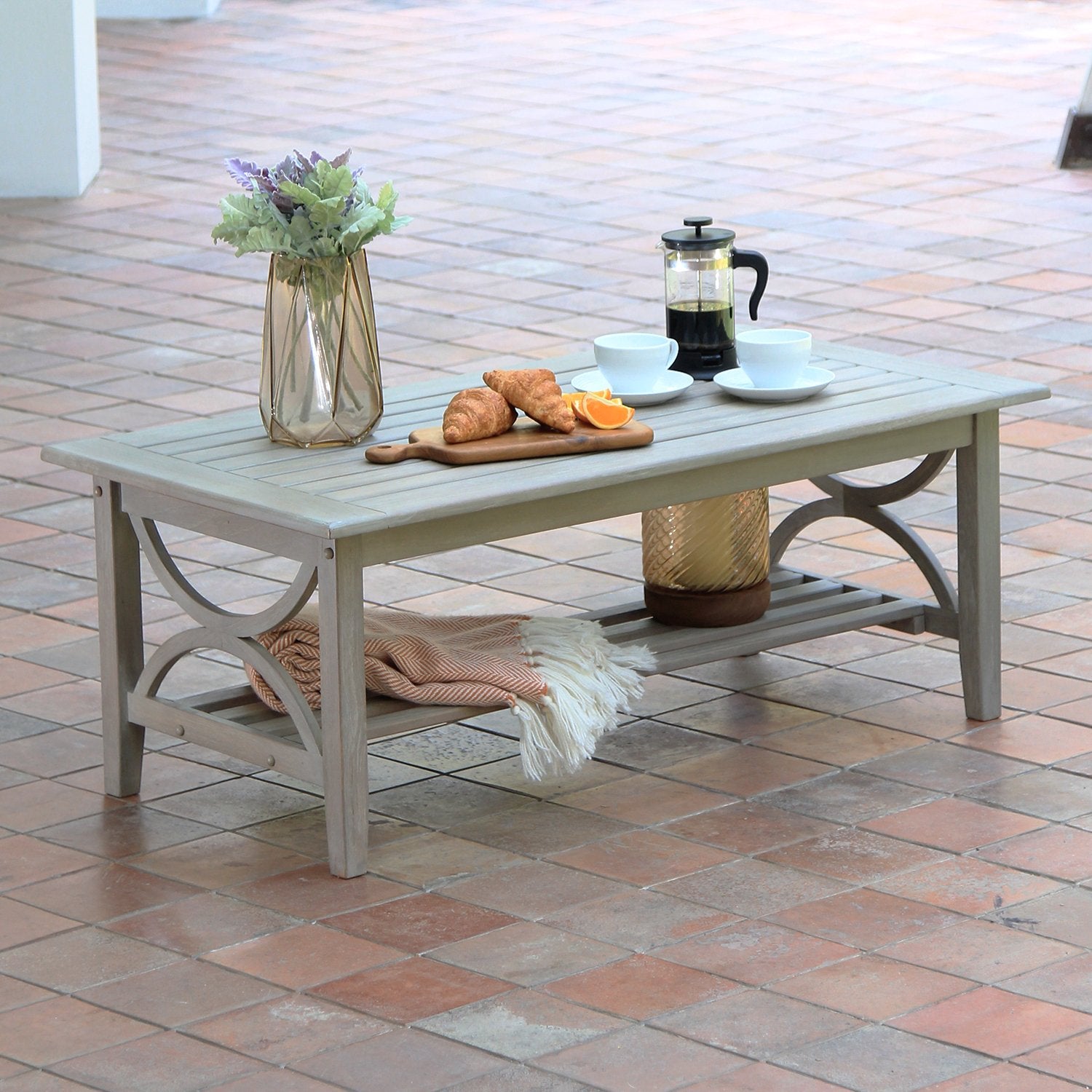 Abbington Weathered Teak Wood Outdoor Coffee Table - Cambridge Casual