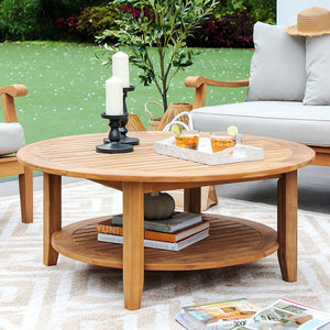 Robin Teak Wood 4 Piece Patio Conversation Set with Oyster Cushion