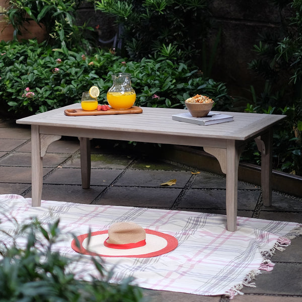 [DETAILS] Caterina Weathered Teak Wood Outdoor Coffee Table - Cambridge Casual