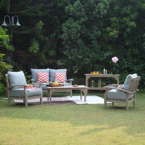 Caterina Weathered Teak Wood Outdoor Coffee Table - Cambridge Casual