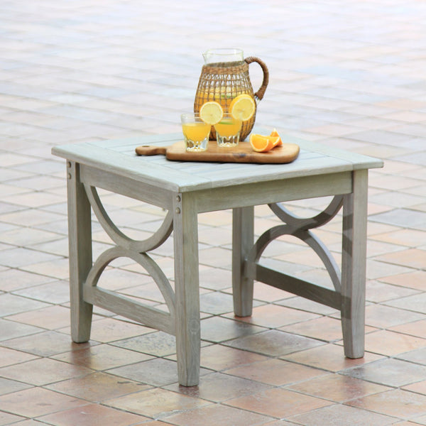 Abbington Weathered Teak Wood Outdoor Side Table - Cambridge Casual [DETAILS]