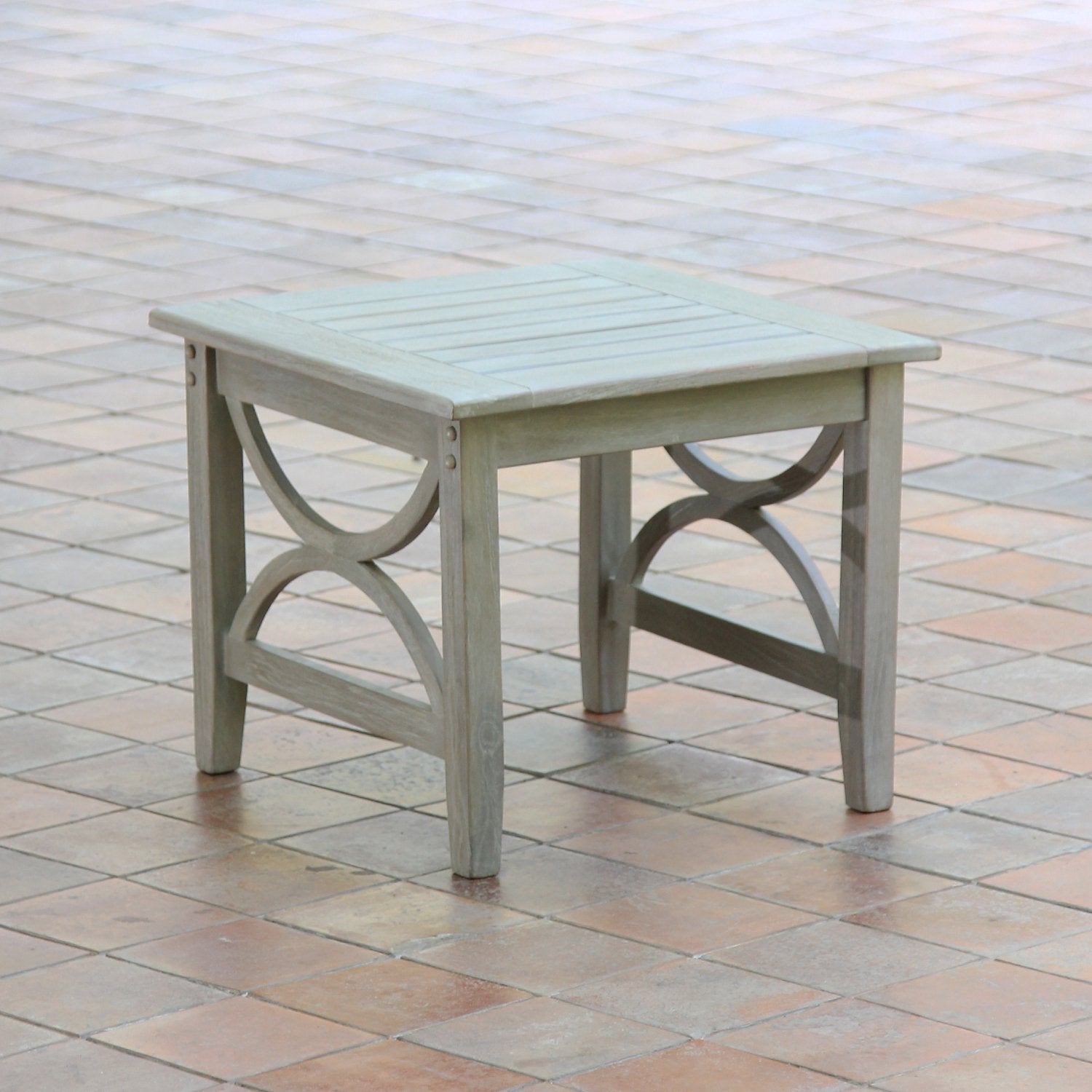 Abbington Weathered Teak Wood Outdoor Side Table - Cambridge Casual [DETAILS]