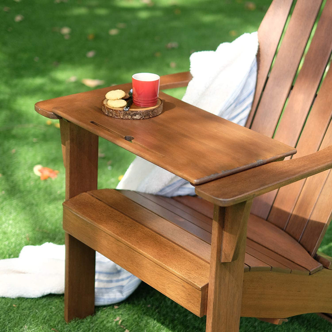 [DETAILS] Moni Mahogany Wood Natural Brown Adirondack Chair FREE Tray Table - Cambridge Casual