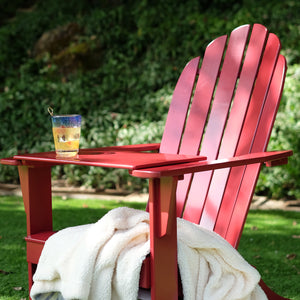 Moni Mahogany Wood Red Adirondack Chair FREE Tray Table - Cambridge Casual
