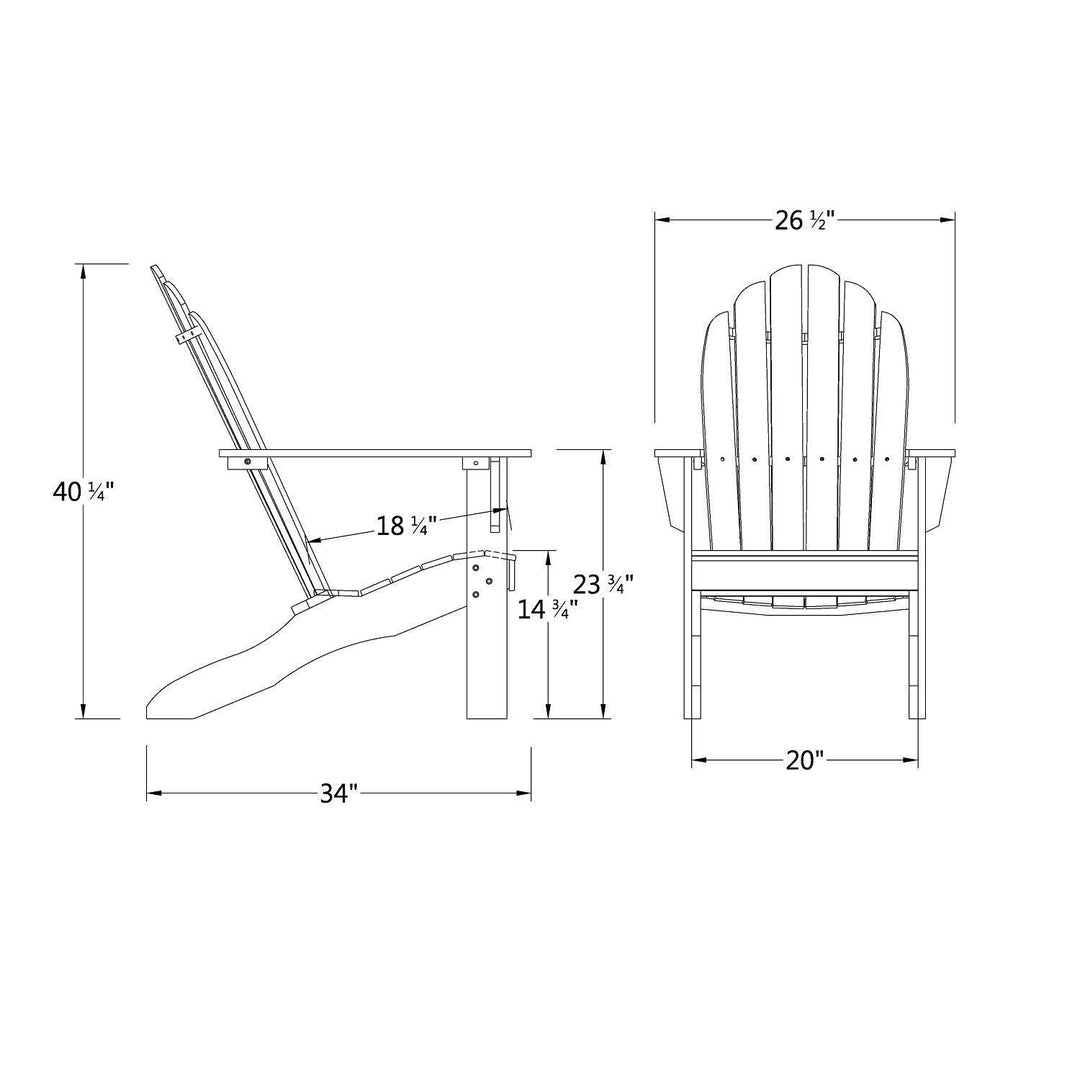 [DIMENSIONS] Moni Mahogany Wood Black Adirondack Chair FREE Tray Table - Cambridge Casual