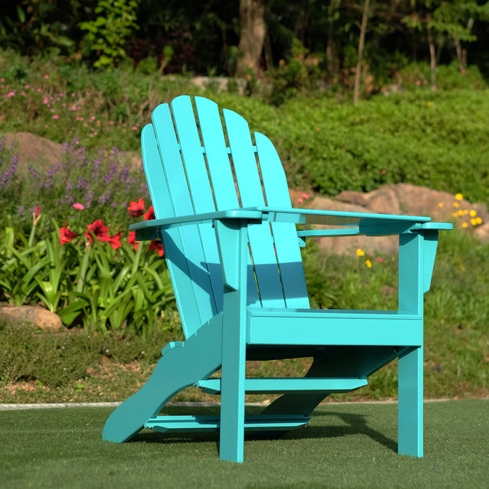 Moni Mahogany Wood Turquoise Adirondack Chair FREE Tray Table - Cambridge Casual