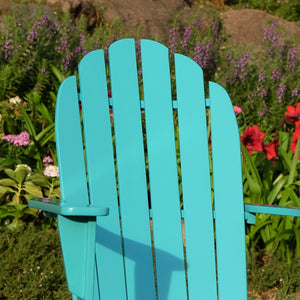 Moni Mahogany Wood Turquoise Adirondack Chair FREE Tray Table - Cambridge Casual