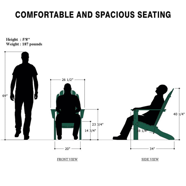 Moni Mahogany Wood White Adirondack Chair FREE Tray Table
