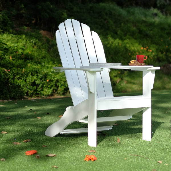 [DETAILS] Moni Mahogany Wood White Adirondack Chair FREE Tray Table - Cambridge Casual