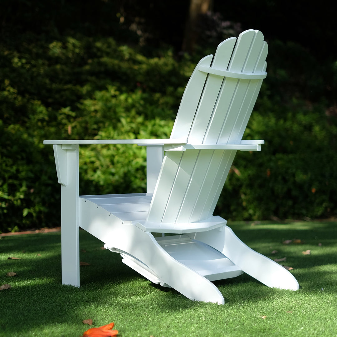 [DETAILS] Moni Mahogany Wood White Adirondack Chair FREE Tray Table - Cambridge Casual