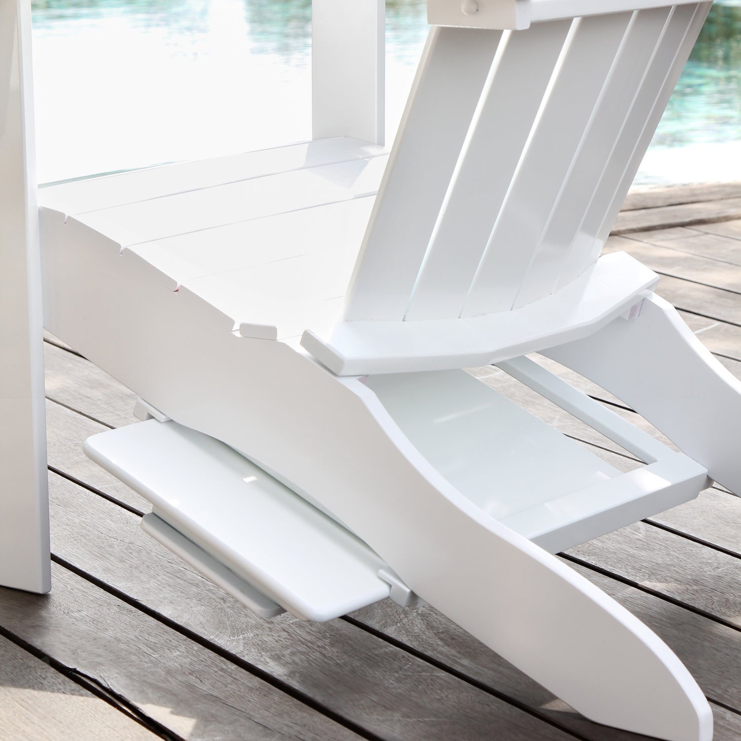 Moni Mahogany Wood White Adirondack Chair FREE Tray Table - Cambridge Casual
