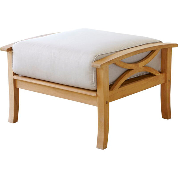 Abbington Teak Wood Outdoor Ottoman with Beige Cushion - Cambridge Casual [DETAILS]