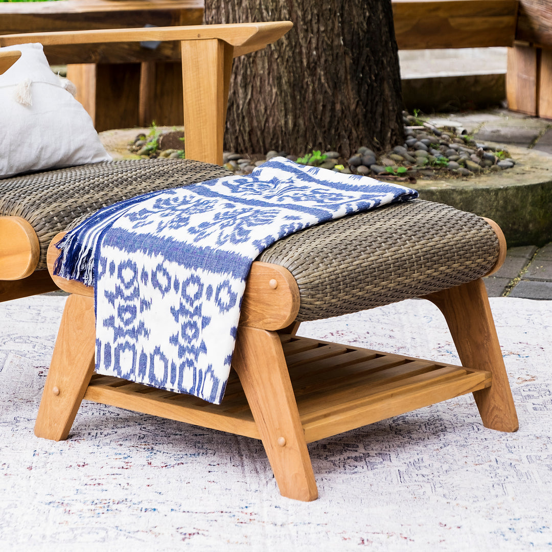Auburn Upholstered Teak Wood Outdoor Ottoman - Cambridge Casual [DETAILS]