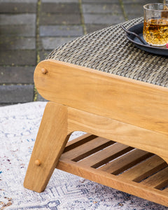 Auburn Upholstered Teak Wood Outdoor Ottoman - Cambridge Casual