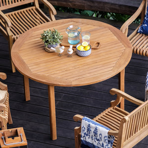 Rochester Teak Wood Round Outdoor Dining Table - Cambridge Casual