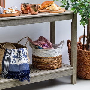 Carlota Mahogany Wood Weathered Gray Outdoor Console Table - Cambridge Casual