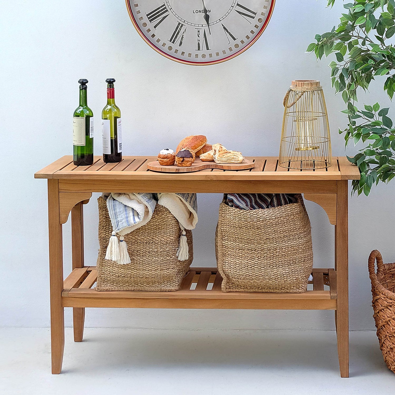 Outdoor Serving Table VINGLI 49in Solid Wood Outdoor Console Table