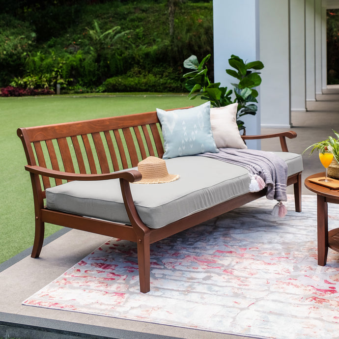 Maine Mahogany Wood Outdoor Sofa Daybed with Oyster Cushion - Cambridge Casual