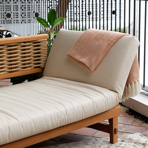 Auburn Teak Wicker Outdoor Convertible Sofa Daybed with Sunbrella Vellum Cushion - Cambridge Casual