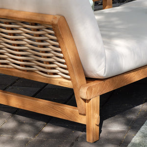 Auburn Teak Wicker Outdoor Convertible Sofa Daybed with Sunbrella Vellum Cushion - Cambridge Casual