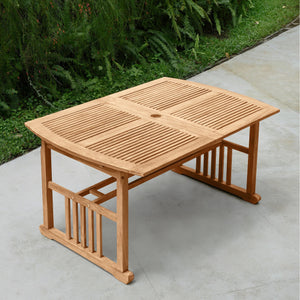 Caterina Teak Wood 6 Piece Outdoor Dining Set with Navy Cushion - Cambridge Casual